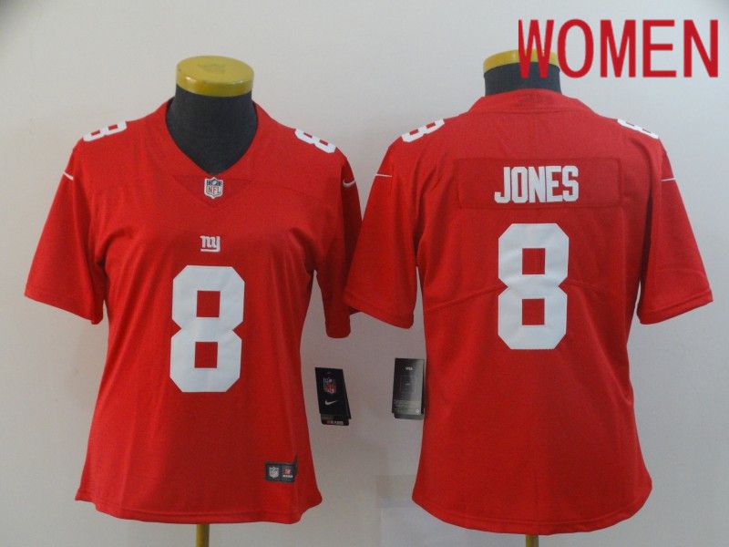 Women New York Giants #8 Jones Red Nike Vapor Untouchable Limited Player NFL Jerseys->women nfl jersey->Women Jersey